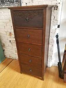 lot 30 image: Rustic 5 Drawer Tall Dresser Cabinet