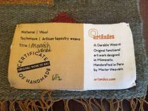 lot 36 image: Handwoven Andean Style Wool Tapestry by artAndes