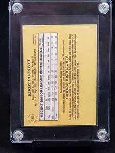 lot 47 image: 1985 Donruss Kirby Puckett Rookie Card # 438
