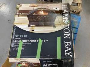 lot 5 image: HAMPTON BAY Tipton 34 in. Steel Deep Bowl Fire Pit in Oil Rubbed Bronze