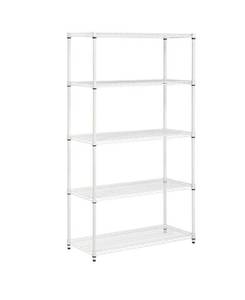 lot 6 image: HONEY-CAN-DO 5-Tier Heavy Duty Adjustable Shelving Unit, White