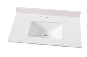 lot 7 image: HOME DECORATORS COLLECTION 37 in. W x 22 in. D Engineered Marble Vanity Top in Snowstorm with White Single Trough Sink