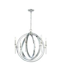 lot 9 image: WORLD IMPORTS Rondure 6-Light Polished Nickel Chandelier