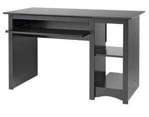 lot 15 image: PREPAC 48 Rectangular Black Computer Desk w Keyboard Tray.