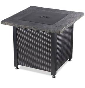 lot 18 image: ENDLESS SUMMER 30 in. W Square Steel Frame and Weather Resistant Slate Look Mantel LP Gas Fire Pit with Integrated Ignition