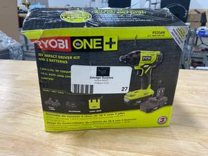 lot 27 image: RYOBI 18-Volt ONE Lithium-Ion Cordless 14 in. Impact Driver Kit with (2) 1.5 Ah Batteries, Charger, and Bag