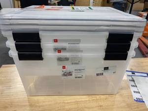 lot 67 image: IRIS Lot of 3 62 Qt. Weather Tight Storage Box in Clear