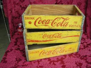 lot 10 image: 3 Antique Coca Cola Wood Crates