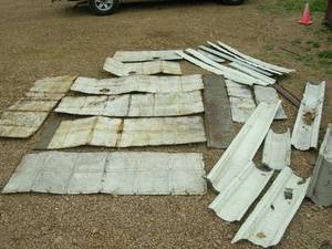 lot 12 image: Antique Pressed Tin Ceiling and Cornice Pieces