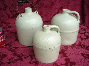 lot 22 image: 3 Antique Stoneware Crock Jugs