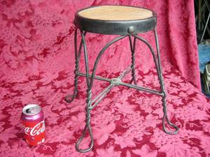lot 51 image: Antique Twisted Iron Stool