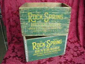 lot 67 image: 2 Vintage Rock Spring Beverages Wooden Crates