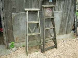 lot 27 image: 2 Old Wooden Ladders