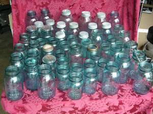 lot 93 image: Vintage Ball - Blue Canning Jars