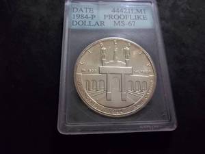 1984 23rd Olympic Comemmorative Silver Dollar Graded & Holdered MS-67 & Proof Like