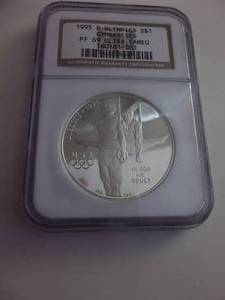 1995 Olympics Gymnastics ICS Comemmorative Proof Dollar In NGC Graded Holder PF69 Ulta Camoe