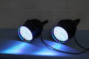 lot 11 image: Pro Lighting - Pair of Par64 Par 64 7 Channel DMX Control LED Stage  Studio  Show  Event Lights