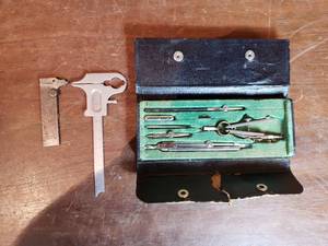 lot 96 image: 2 Older Calipers and Compass Set in Case