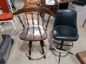 lot 109 image: 2 Bar Stools and Small Foot Stool