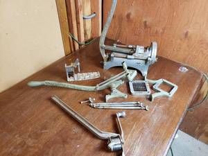 lot 123 image: Vintage French Fry Maker, Potato Dicer and Large Can Opener