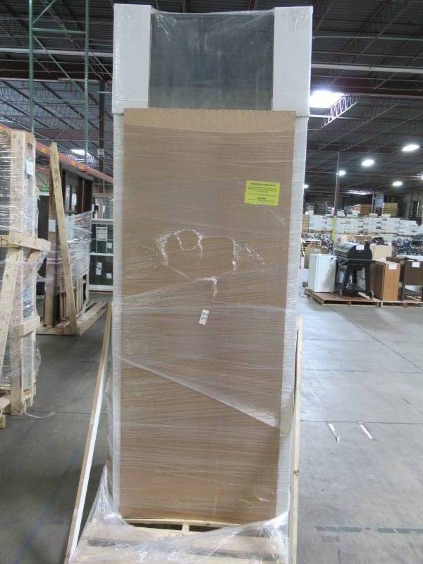 lot 636 image: Impact Plus 60 in. x 96 in. Beveled Edge Backed Mirror Aluminum Frame Interior Closet Sliding Door with Chrome Trim, BMS5080C