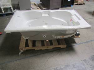 lot 315 image: Aquatic Laguna 60 in. Acrylic Reversible Drain Rectangle Drop-In Whirlpool Bathtub in White 635984021927