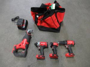 lot 117 image: CRAFTSMAN V20 4-Tool 20-Volt Max Power Tool Combo Kit with Soft Case (Charger Included and Battery Included, Either Charger is bad or battery is bad or both) CMCK400D2