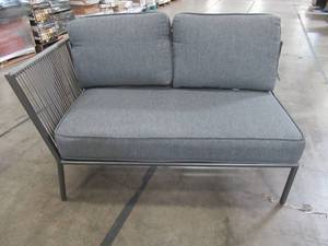 lot 415 image: LEFT PIECE of Hampton Bay Tolston 3-Piece Wicker Outdoor Sectional Set with Charcoal Cushions LG19189-S3PC