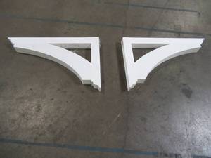 lot 111 image: (2) Ekena Millwork 3 in. x 22 in. x 34 in. Thorton Bracket with Traditional Ends, Standard Architectural Grade Bracket