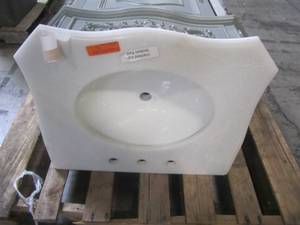 lot 216 image: Home Decorators Collection Winslow 26 in. W x 22 in. D Bath Vanity in Antique Gray with Vanity Top in White Marble with White Basin BF-27000-AG