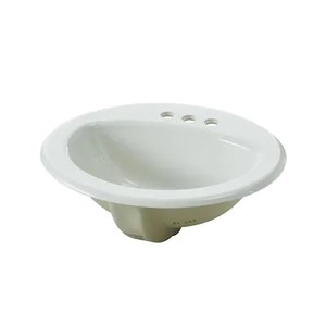 lot 855 image: AquaSource White Drop-In Oval Bathroom Sink with Overflow Drain ML-20504 - Slight Chip on very edge of LH Side