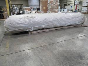 lot 431 image: Cut Roll of Speckled Beige Carpet, Approximately 12 X 75-100 With about a 14 of Pile and Poly Backing.