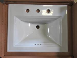 lot 857 image: KOHLER Memoirs White Drop-in Rectangular Bathroom Sink with Overflow R2337-8-0 - Sink Only.
