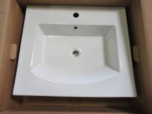 lot 858 image: Kohler Persuade 25-14 in. Vitreous China Vanity Top in White with Basin, K-2956-1-0. Sink Only