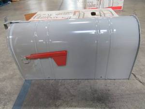 lot 323 image: Fulton Postmaster Approved Galvanized Steel Mail Box in Gray, 807107.