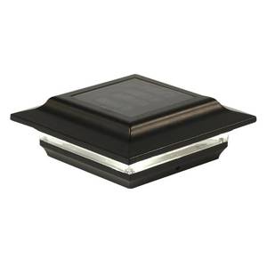 lot 880 image: Classy Caps Black Integrated Led 5 x 5 Aluminum Outdoor Solar Deck Post Cap Lights, SL214B