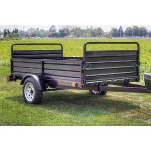 lot 2A image: The Mighty Utility Trailer 1639 lb. Payload Capacity 4.5 ft. x 7.5 ft. Utility Trailer with Bed Tilt and Collapsing Ends to Extend Bed to 12 ft. Model MMT5X7