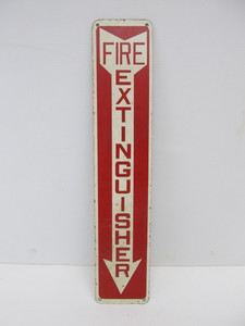 Vintage 1950s Industrial Warehouse FIRE EXTINGUISHER Metal Sign