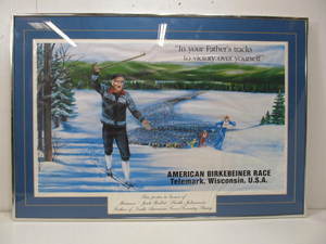lot 14 image: Large Framed Vintage American Birkenbeiner Cross-Country Ski Race Poster