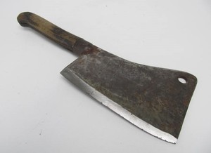lot 50 image: Antique Wood Handle Butchers Meat Cleaver