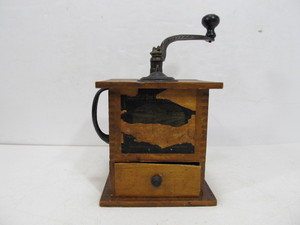 Antique Dovetailed ARCADE Wood &amp Cast Iron Coffee Mill Grinder