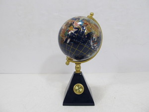 lot 26 image: Inlaid Stone World Desk Globe wClock