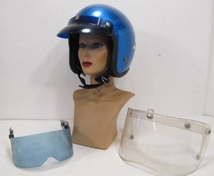 Vintage Sparkle Blue Racing Helmet w 2 Visors