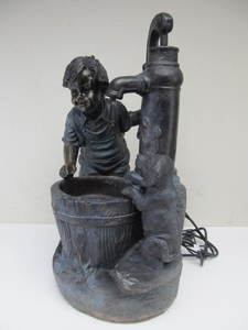 Working Electric Boy wDog Yard Garden Fountain