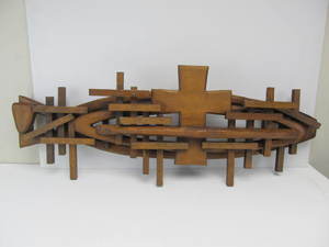 Large Vintage 3D Solid Wood Folk Art Religious Fish Wall Sculpture