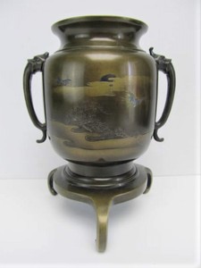 Quality Vintage Japanese Usubata BronzeBrass Vase