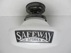 Vintage SAFEWAY Grocery Store Advertising Milk Glass Light Fixture
