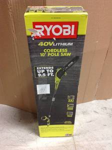 RYOBI 10 in. 40-Volt Lithium-Ion Cordless Battery Pole Saw 2.0 Ah Battery and Charger Included in good condition