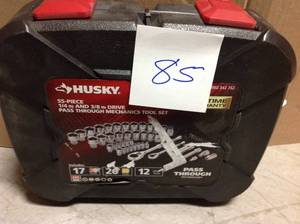 Husky 14 in. and 38 in. Drive SAE and Metric Pass-Thru Mechanics Tool Set (55-Piece)