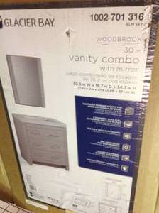 Glacier Bay Woodbrook 30 in. W x 19 in. D Bath Vanity in White Washed Oak with Cultured Marble Vanity Top in White with White Basin includes Mirror not used